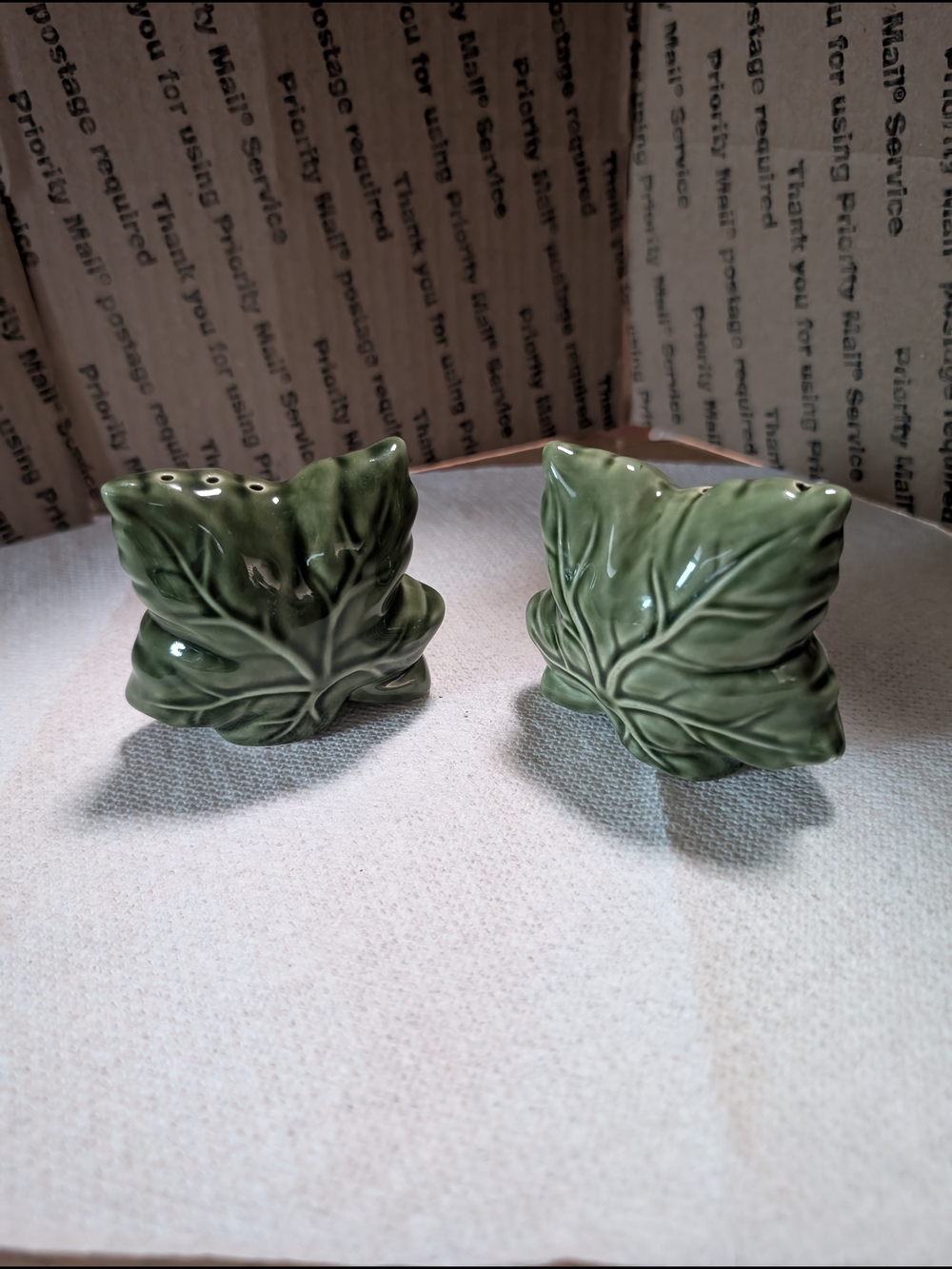 Green Leaf Ceramic Salt and Pepper Shakers